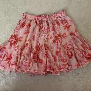 Pink Tiered Ruffled Skater Mini Skirt